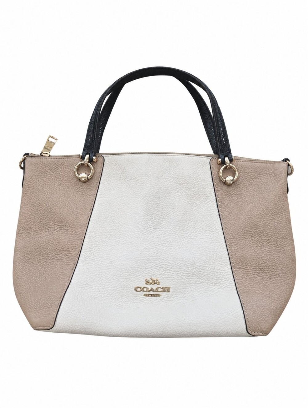 Coach Kacey Satchel Chalk Multi Pebbled Leather Bag